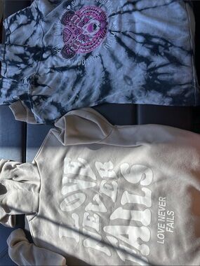 Simply Southern Kids Tie-Dye Hoodie & Cream "Love Never Fails" Pullover